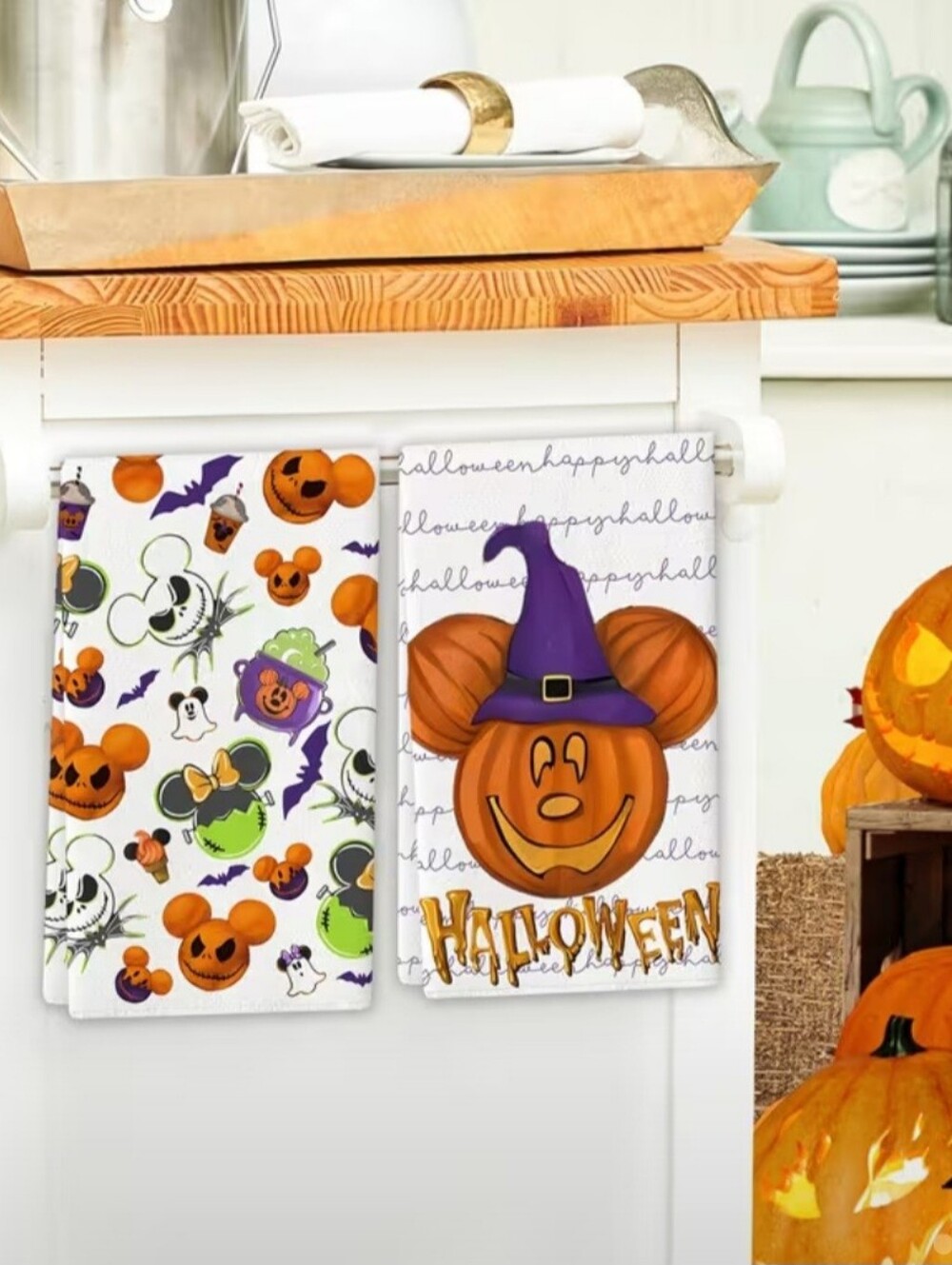 Disney Kitchen Towel 2 - Hello Pumpkin, Hello Fall, Halloween, Orange Wallpaper - Picture 3 of 6